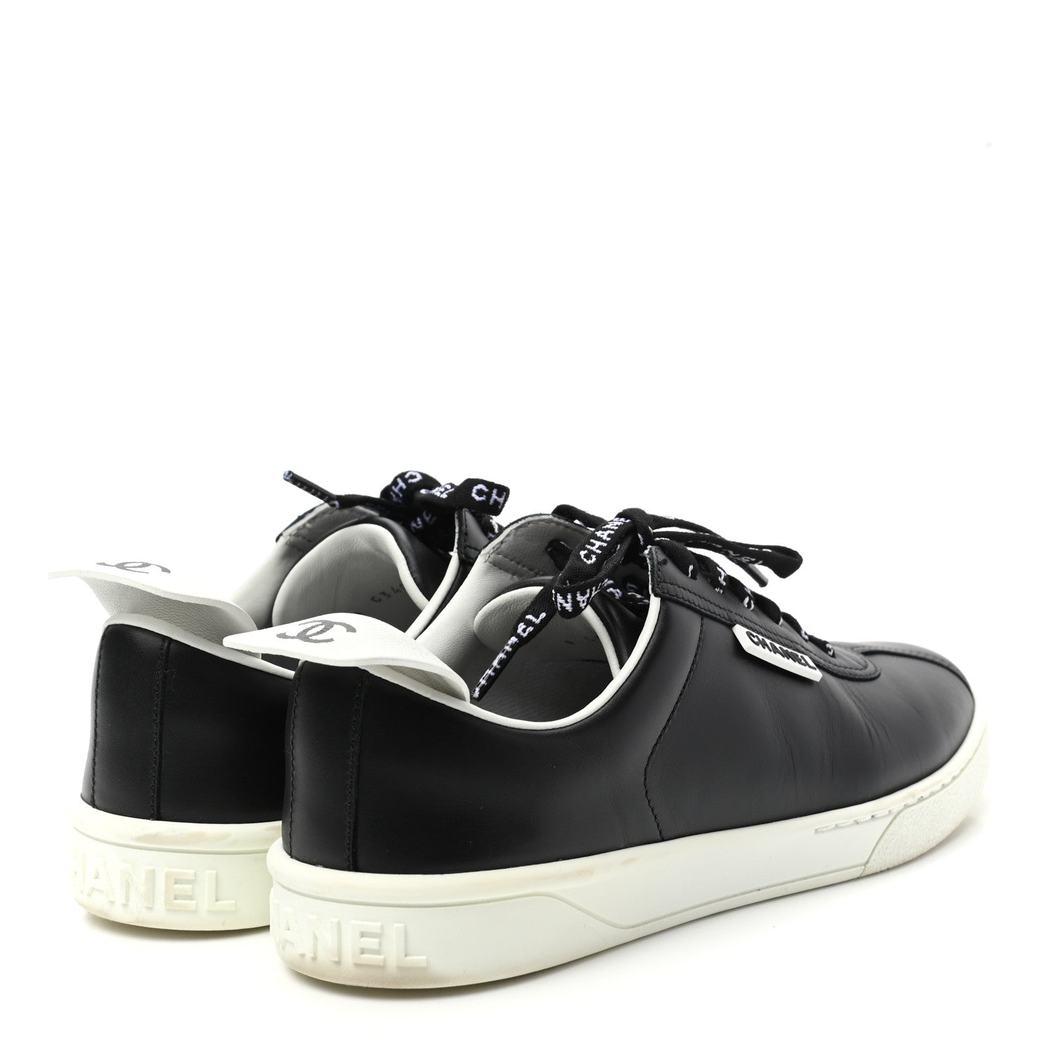 Chanel Calfskin CC Womens Sneakers 37 Black 4 of 9