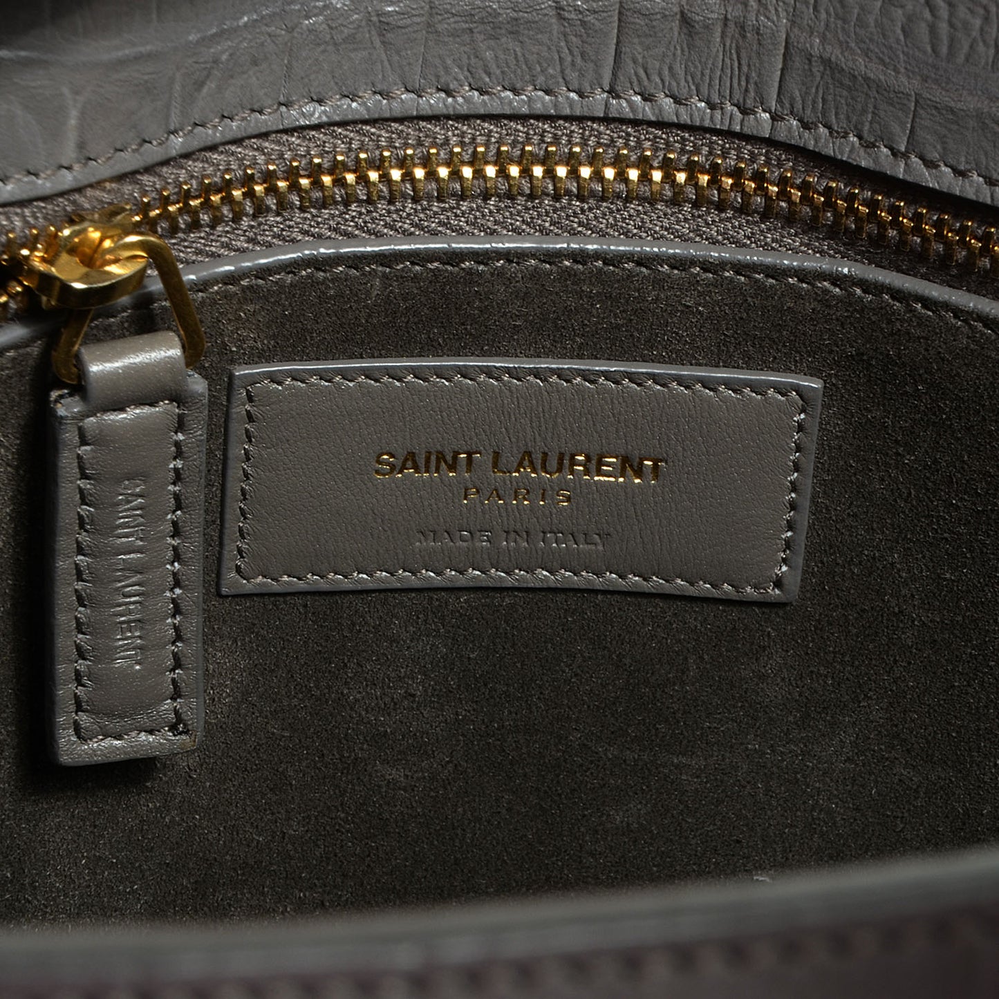 Calfskin Crocodile Embossed Small Sac de Jour Earth