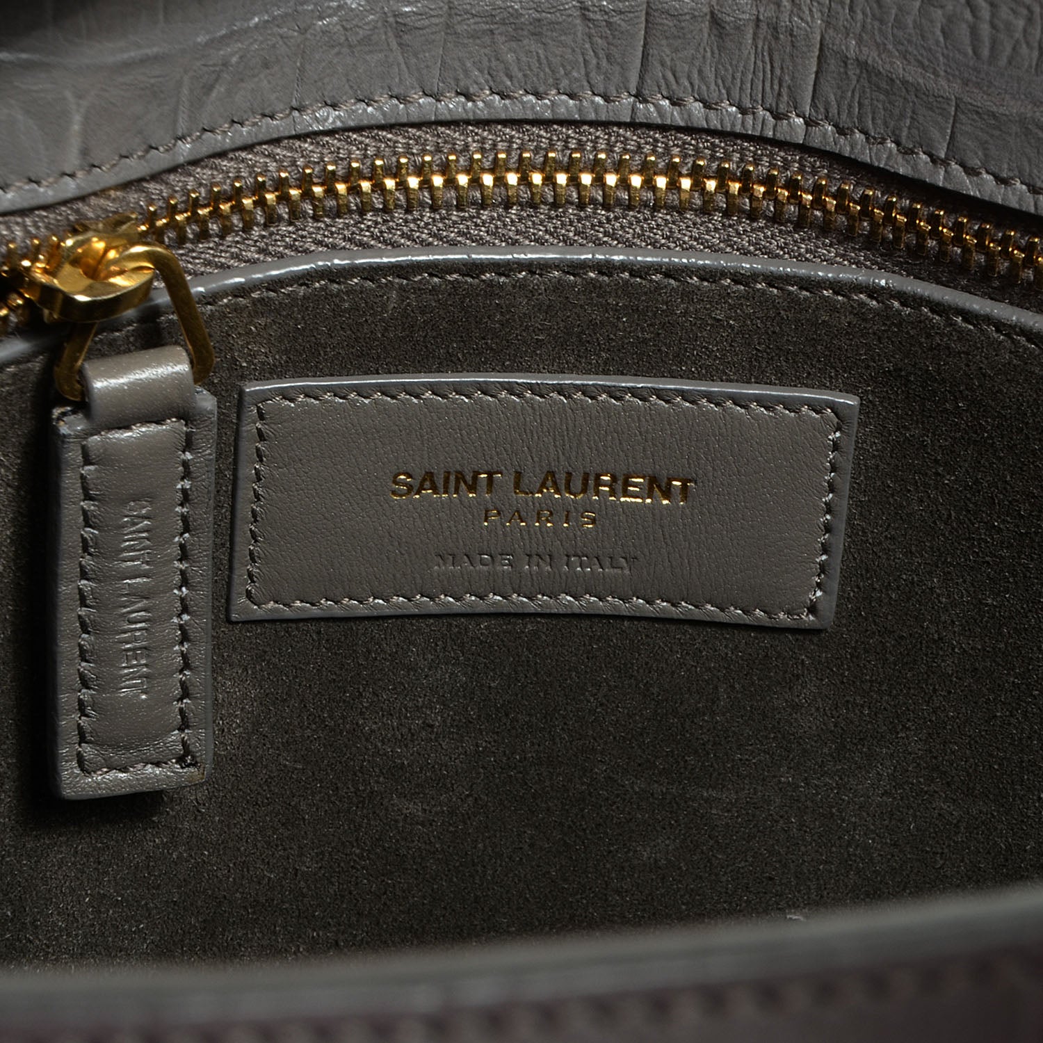 Saint Laurent Calfskin Crocodile Embossed Small Sac de Jour Earth 7 of 10