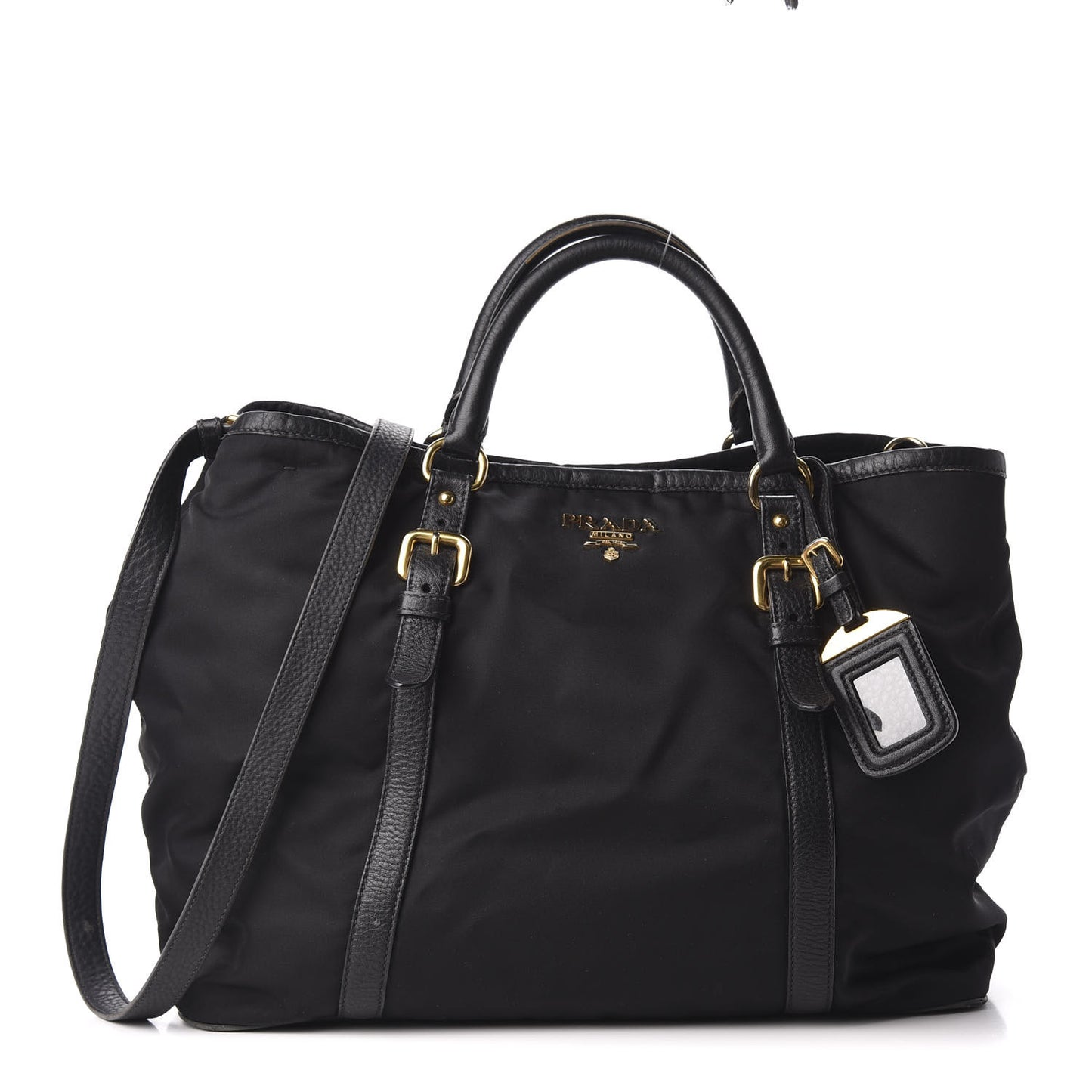 Tessuto Nylon Vitello Daino Tote Black