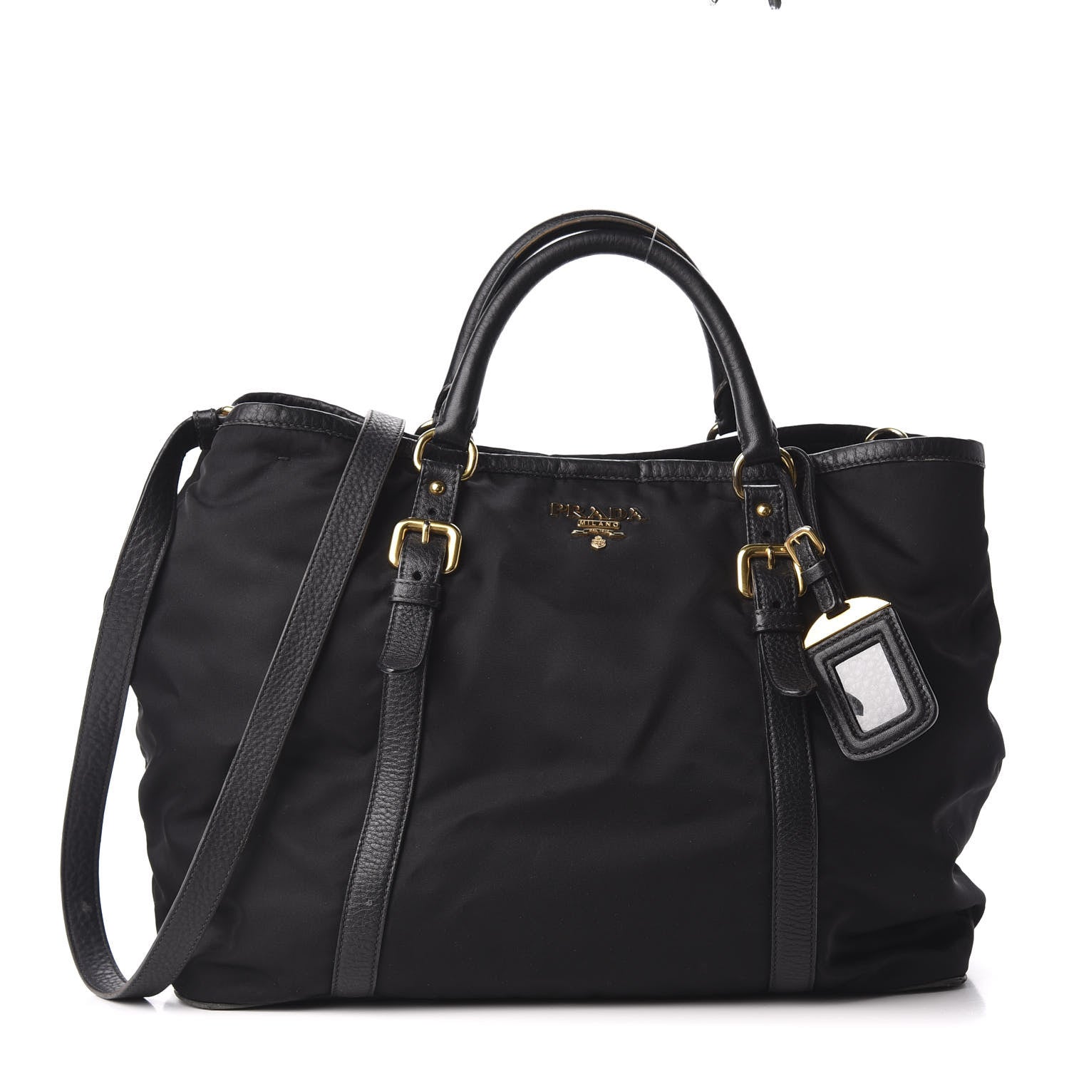 Prada Tessuto Nylon Vitello Daino Tote Black 1 of 9