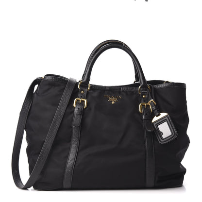 Prada Tessuto Nylon Vitello Daino Tote Black 1 of 9