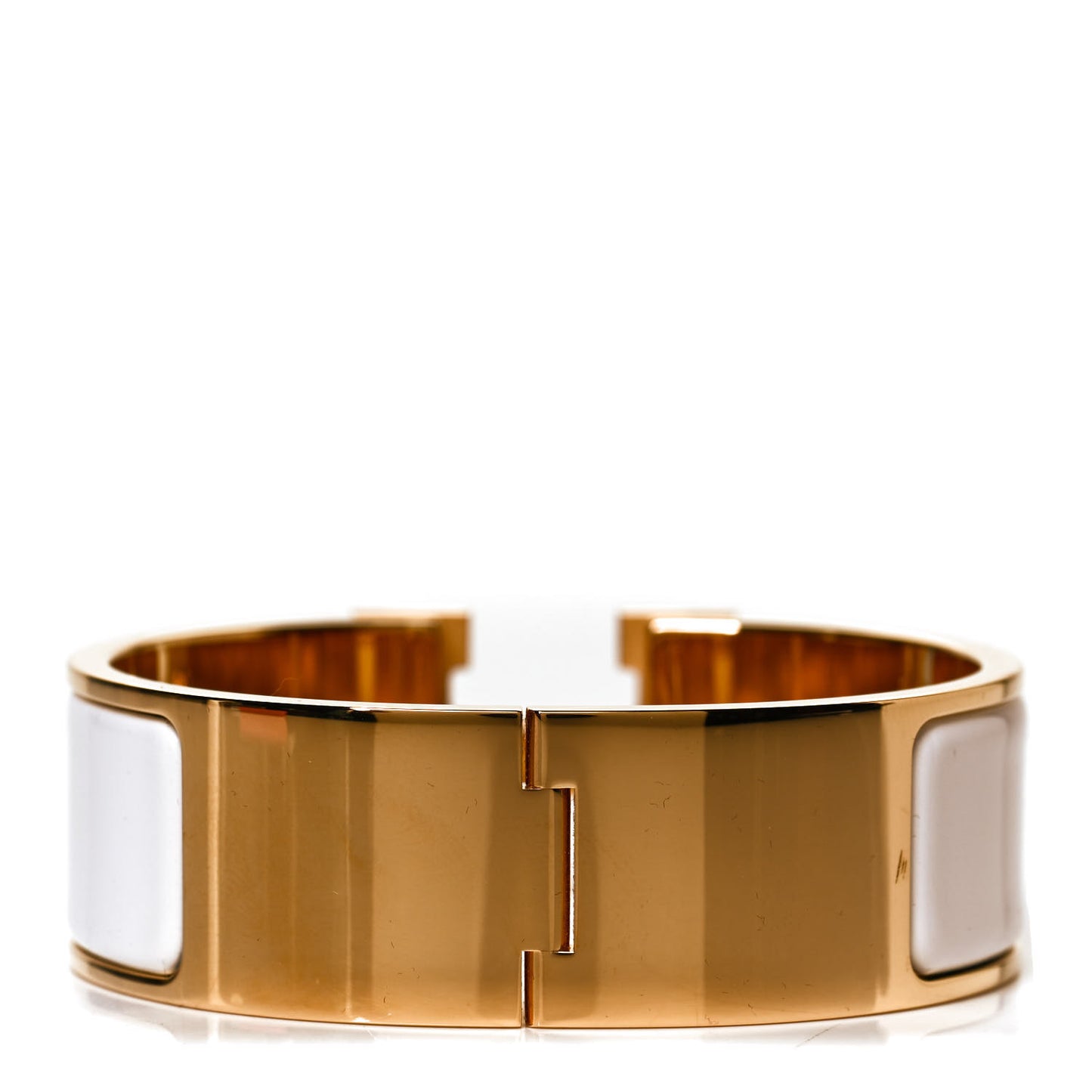 Enamel Wide Clic Clac H Bracelet GM White