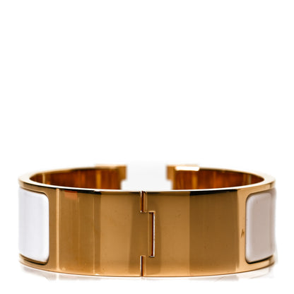 Hermes Enamel Wide Clic Clac H Bracelet GM White 2 of 4