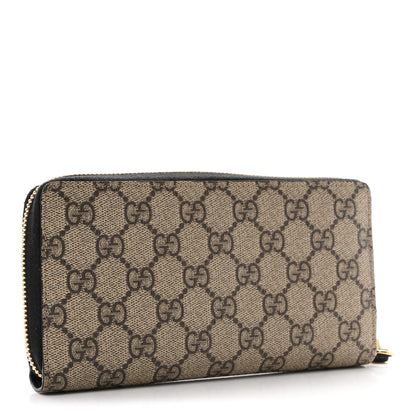 Gucci Dollar Calfskin GG Supreme Monogram GG Marmont Zip Around Wallet Black Beige Ebony 3 of 7