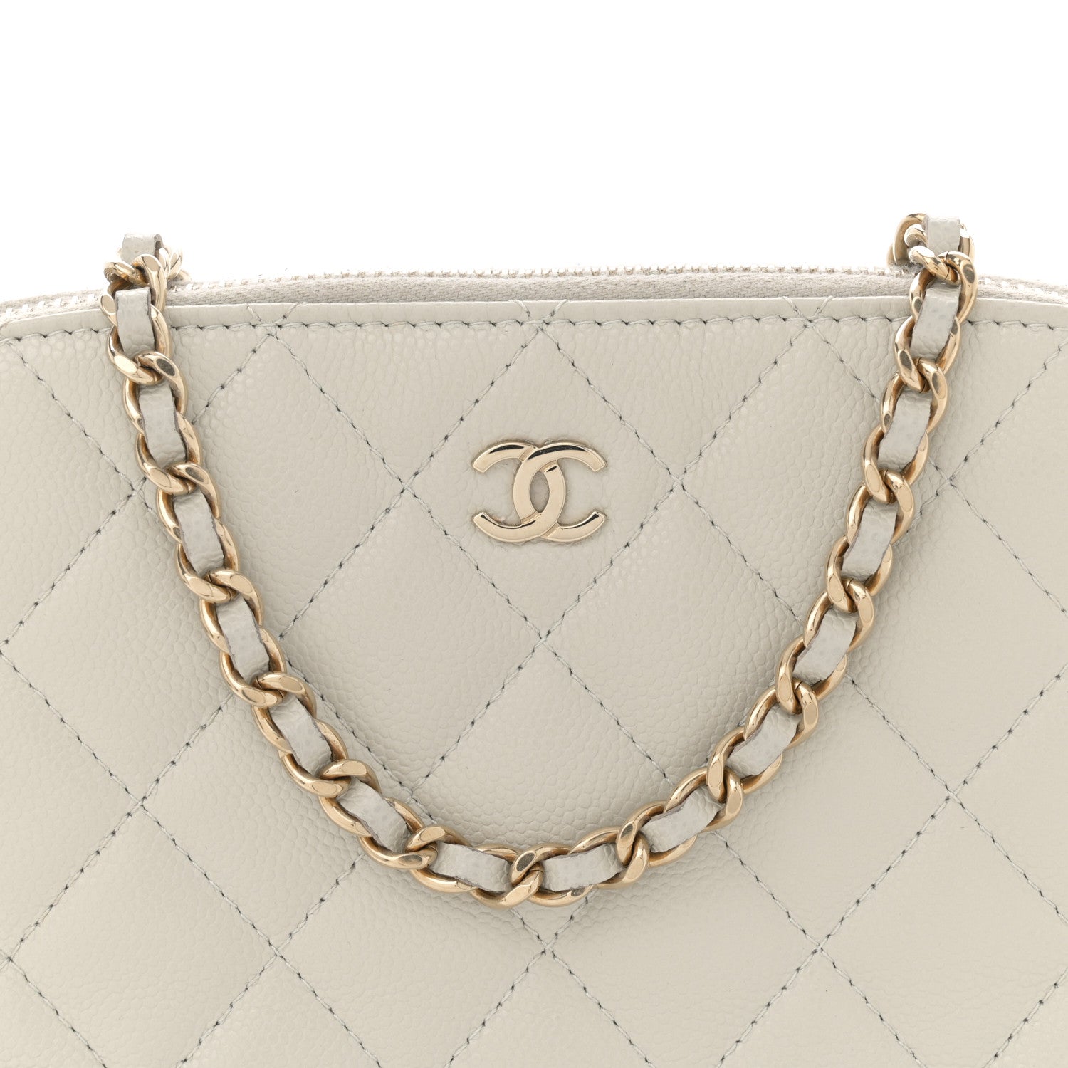 Chanel Caviar Quilted Classic Clutch With Chain Light Grey 8 of 13