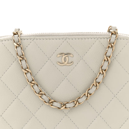 Chanel Caviar Quilted Classic Clutch With Chain Light Grey 8 of 13