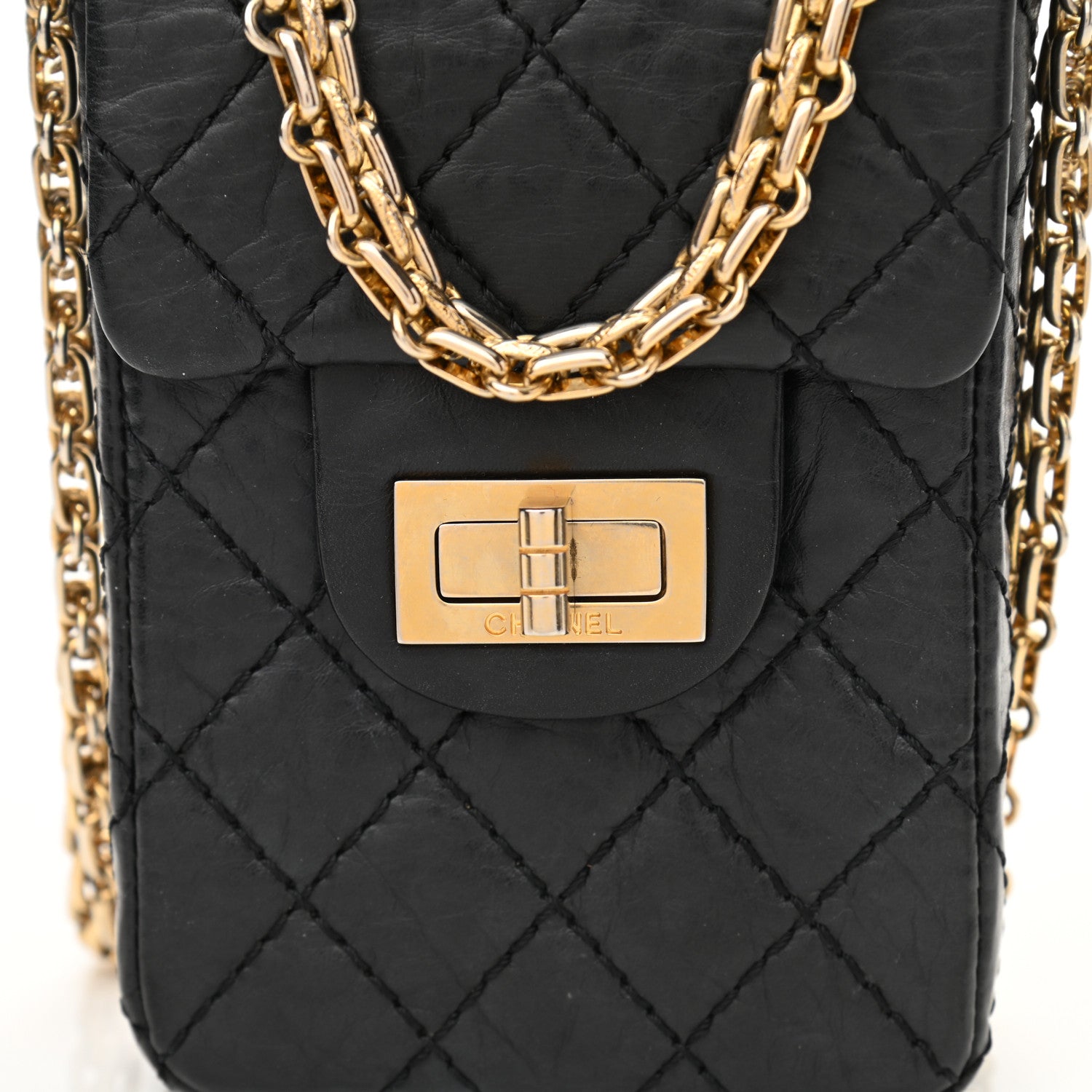 Chanel Aged Calfskin Quilted 2.55 Reissue Phone Case Black 7 of 11