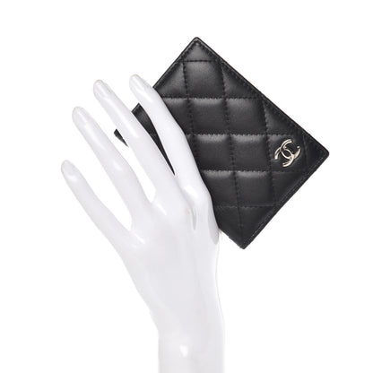 Chanel Lambskin Quilted Card Holder Wallet Black 2 of 10
