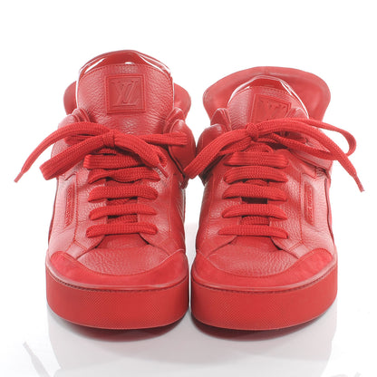 Louis Vuitton Leather Suede Don Sneakers 8.5 Red 2 of 6