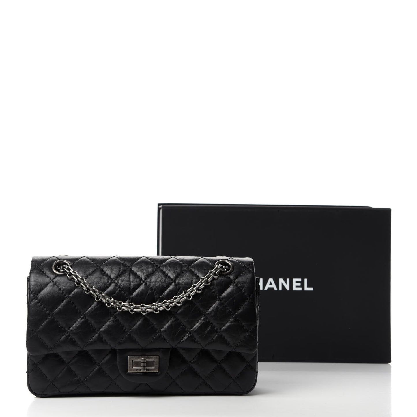 Aged Calfskin Quilted 2.55 Reissue 225 Flap Black