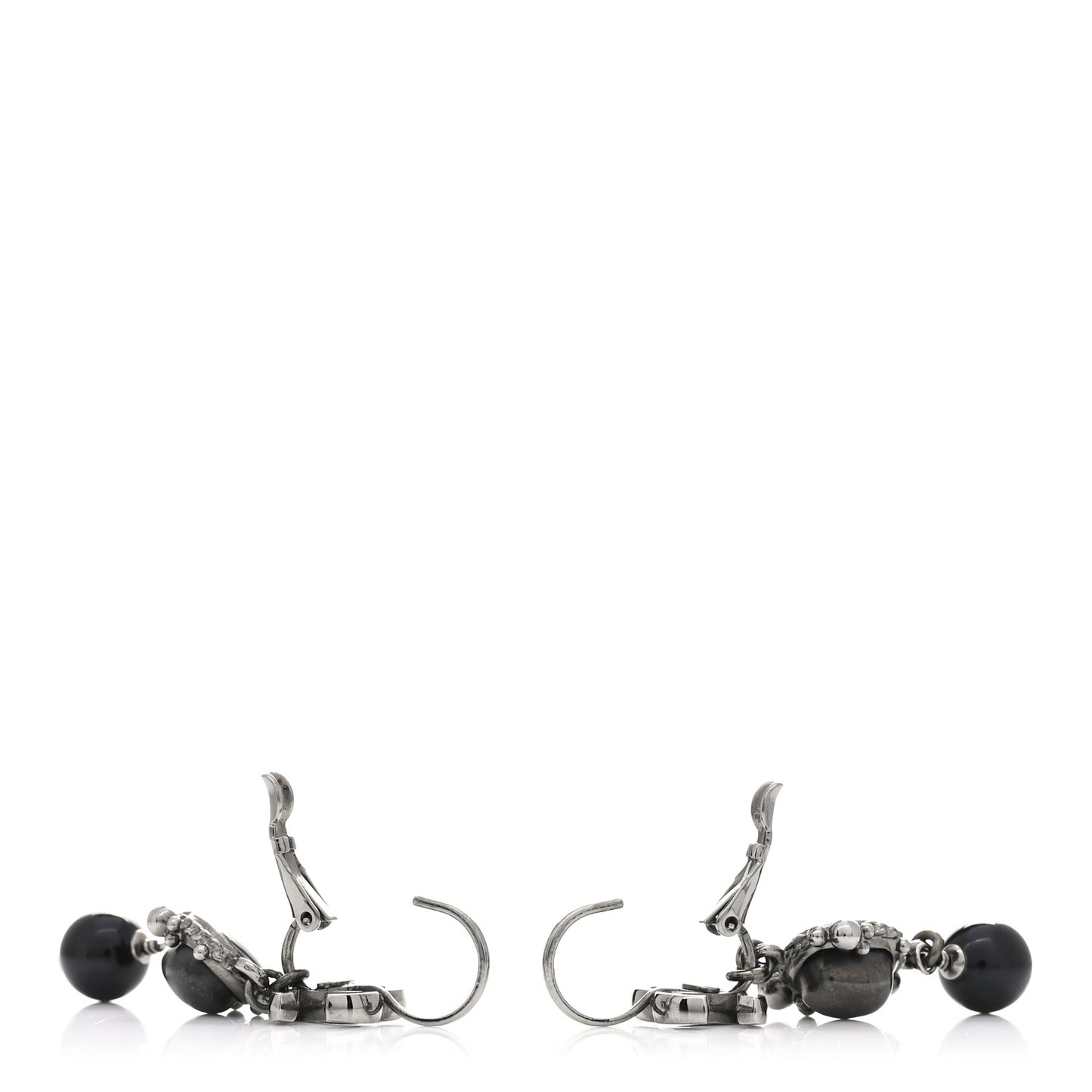 Resin Crystal CC Drop Earrings Black