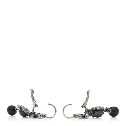 Chanel Resin Crystal CC Drop Earrings Black 3 of 4
