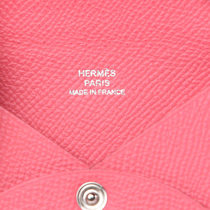 Hermes Epsom Calvi Card Case Rose Azalee 6 of 7