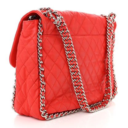 Chanel Washed Lambskin Quilted Maxi Chain Around Flap Red 3 of 10