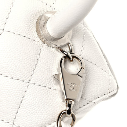 Chanel Caviar Quilted Small Coco Handle Flap White 13 of 14
