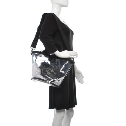 Prada Plexiglass Canapa Small Shopper Tote Black 3 of 11