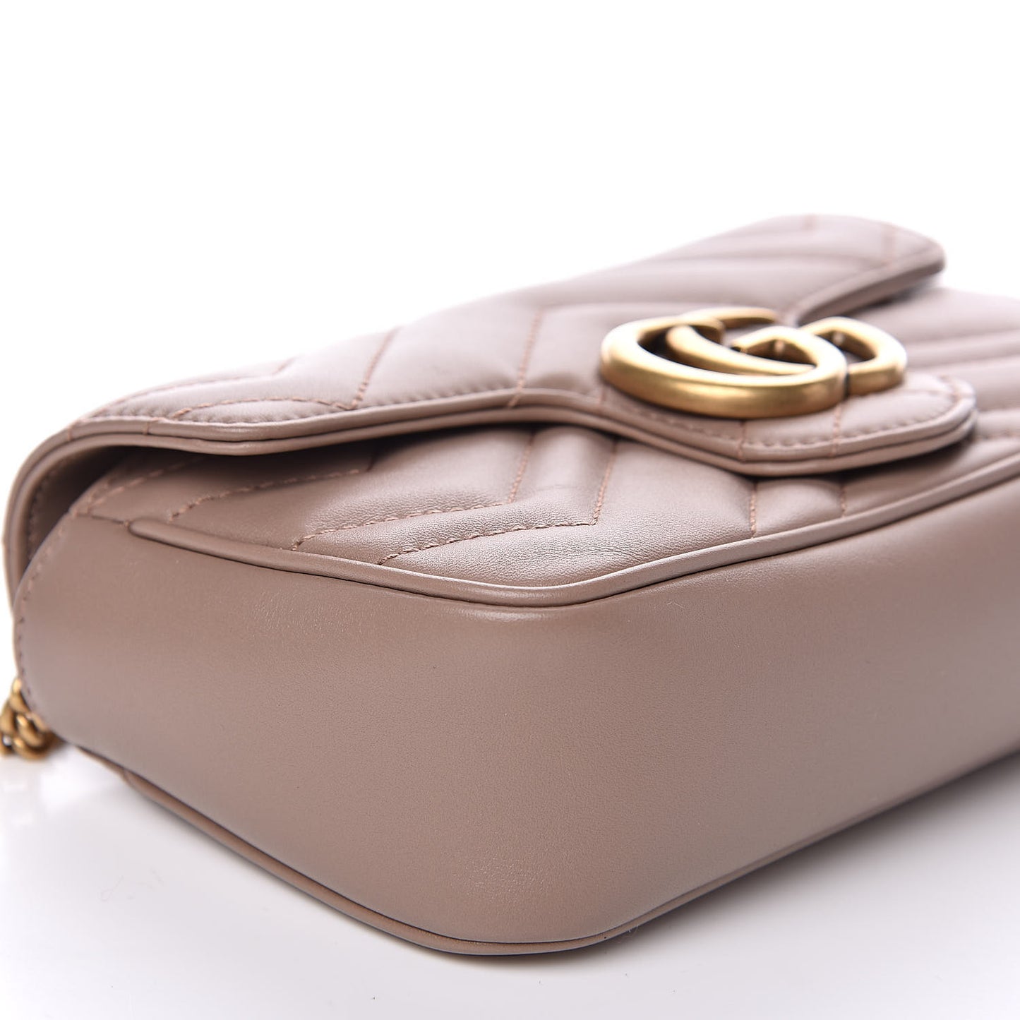 Calfskin Matelasse Super Mini GG Marmont Shoulder Bag Porcelain Rose