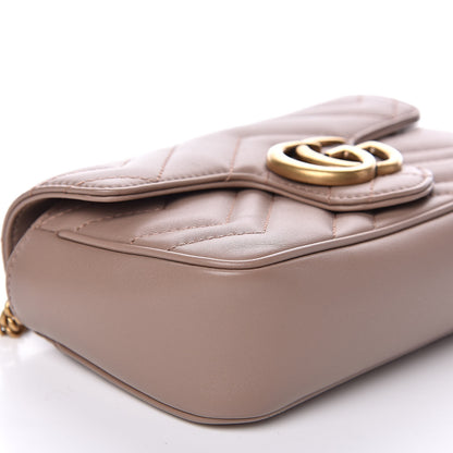 Gucci Calfskin Matelasse Super Mini GG Marmont Shoulder Bag Porcelain Rose 9 of 11
