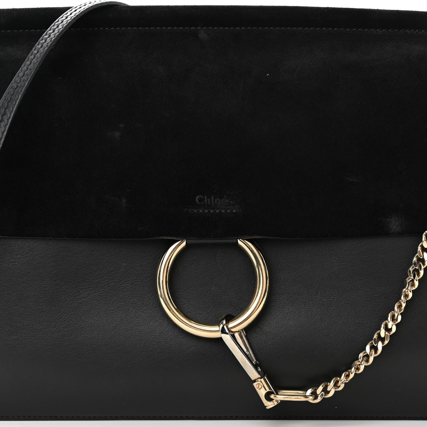 Chloe Suede Calfskin Medium Faye Shoulder Bag Black 8 of 16