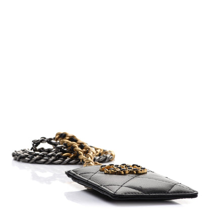 Chanel Goatskin Quilted Chanel 19 Card Holder On Chain Black 4 of 7