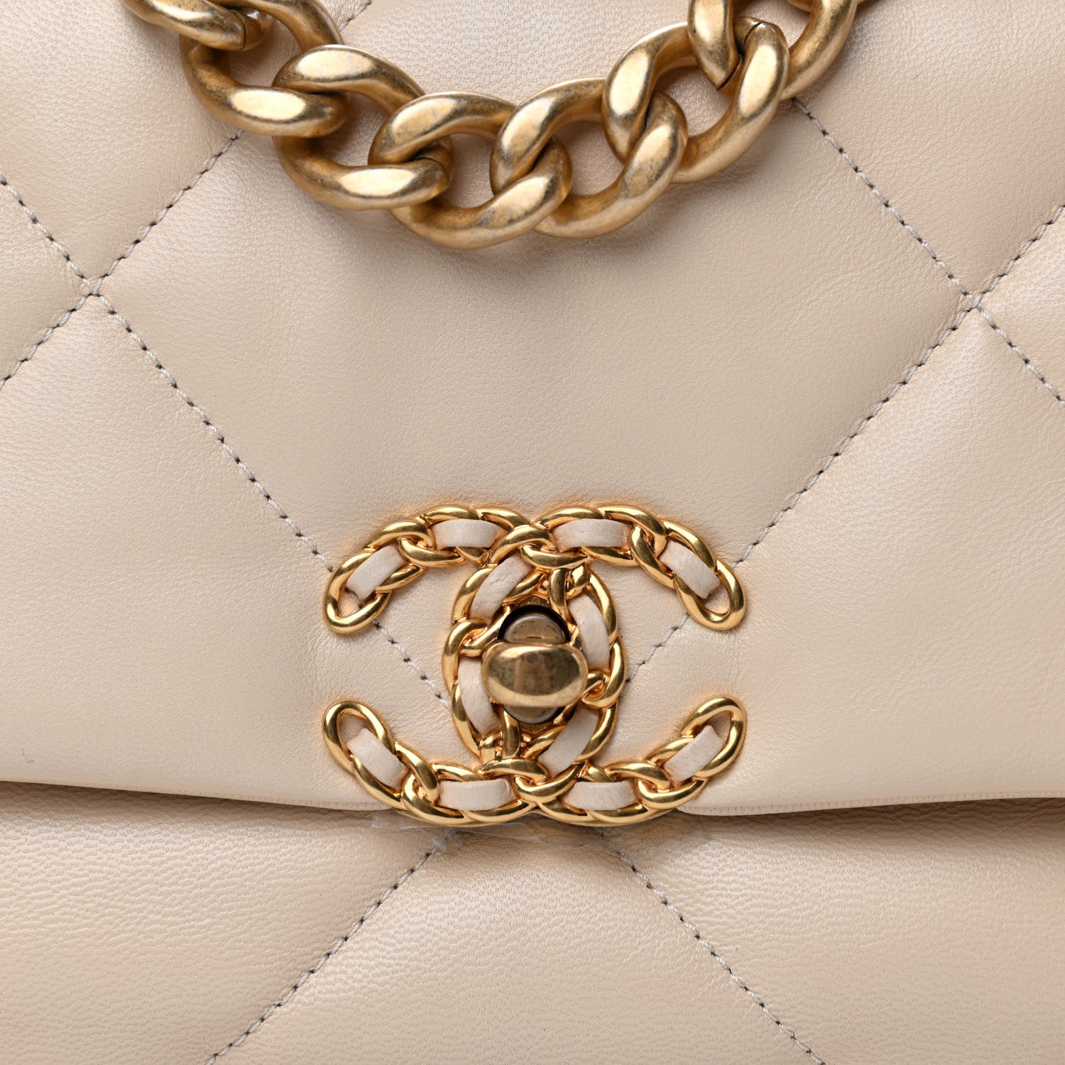 Chanel Goatskin Quilted Medium Chanel 19 Flap Beige 8 of 10