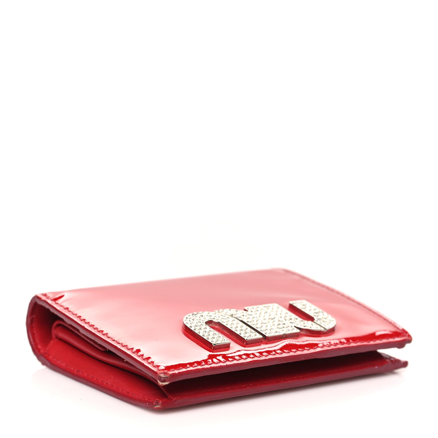 Miu Miu Vernice Crystal Logo Wallet Red 4 of 13