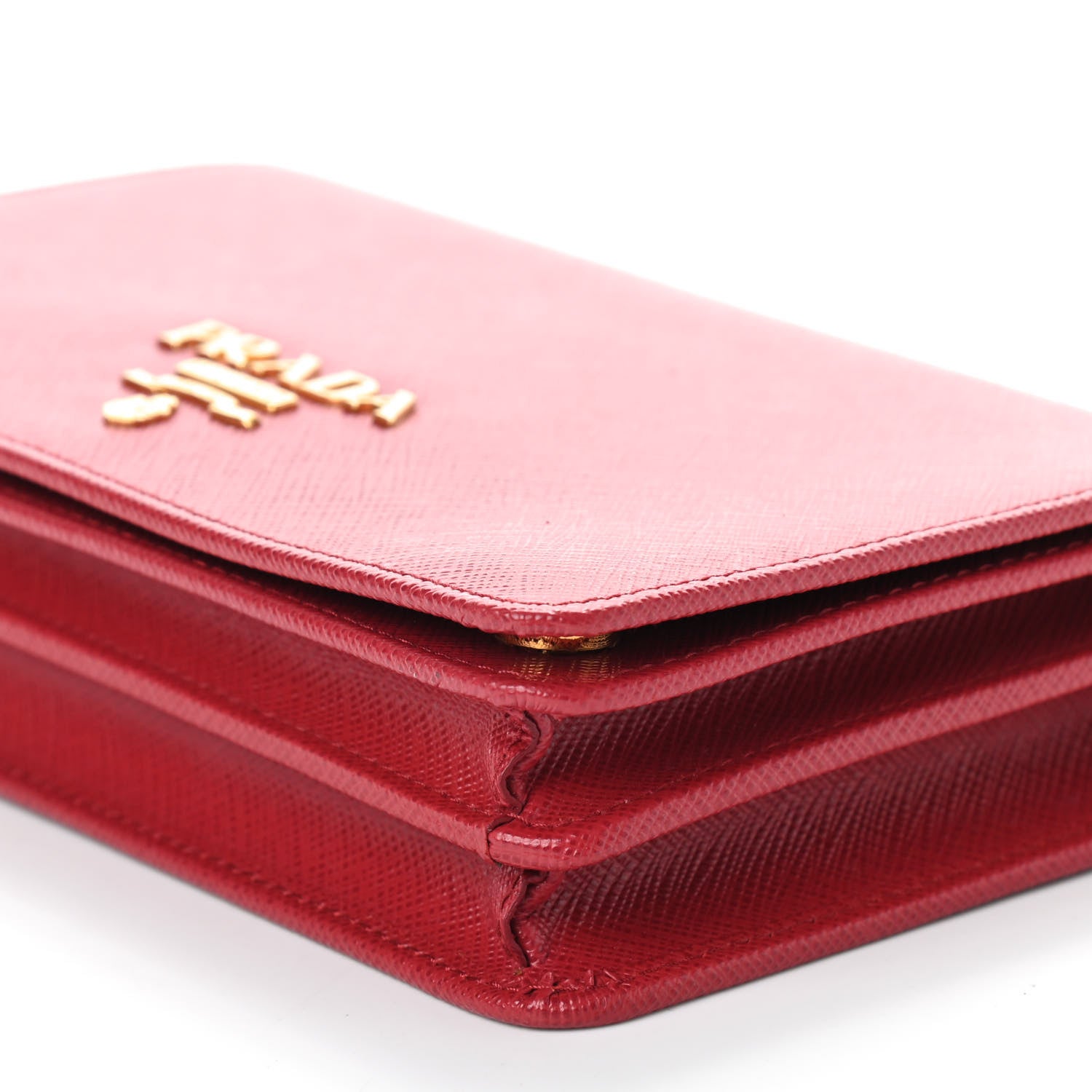 Prada Saffiano Lux Chain Wallet Fuoco 8 of 8