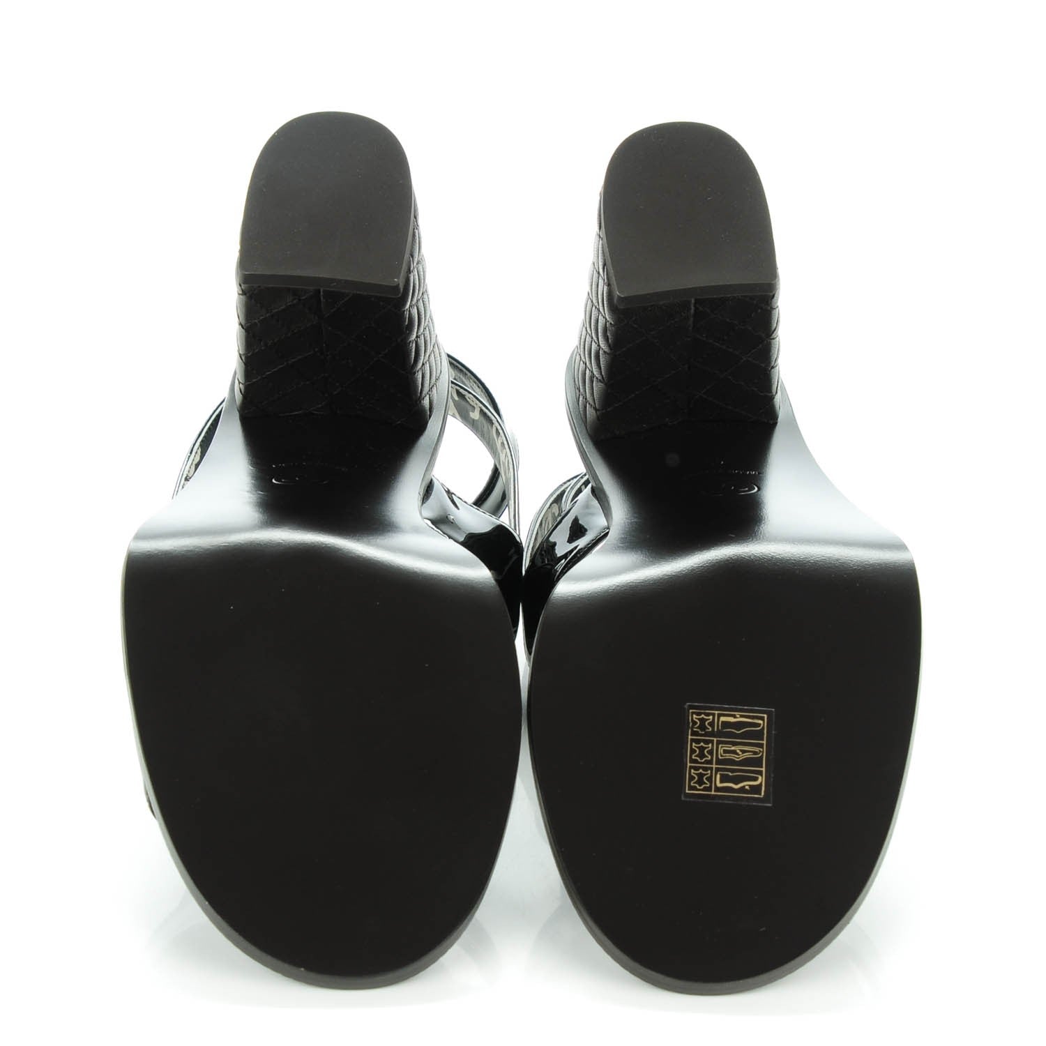 Chanel Patent Calfskin Quilted Heel Sandals 40 Black 6 of 9