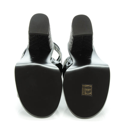 Chanel Patent Calfskin Quilted Heel Sandals 40 Black 6 of 9