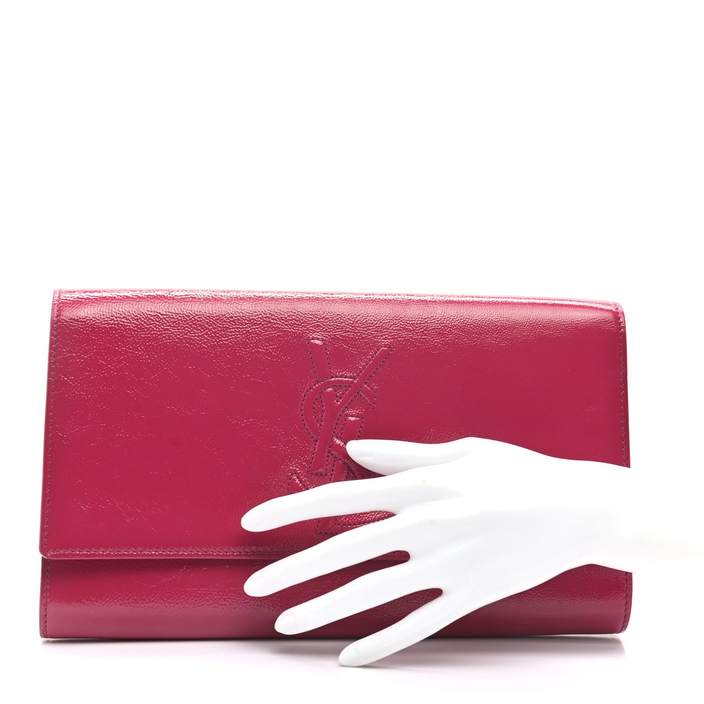 Textured Patent Monogram Large Belle De Jour Clutch Fuchsia
