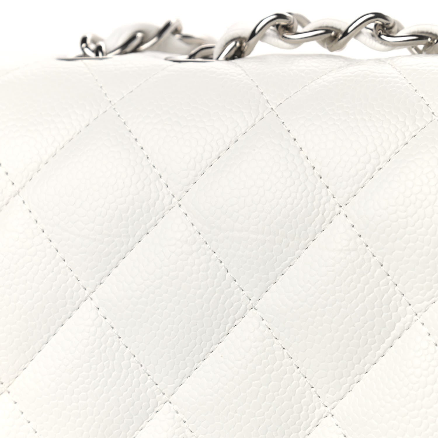 Chanel Caviar Quilted Jumbo Single Flap White 14 of 16