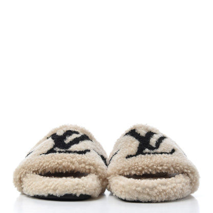 Louis Vuitton Shearling Bom Dia Flat Mules 41 Beige 2 of 9