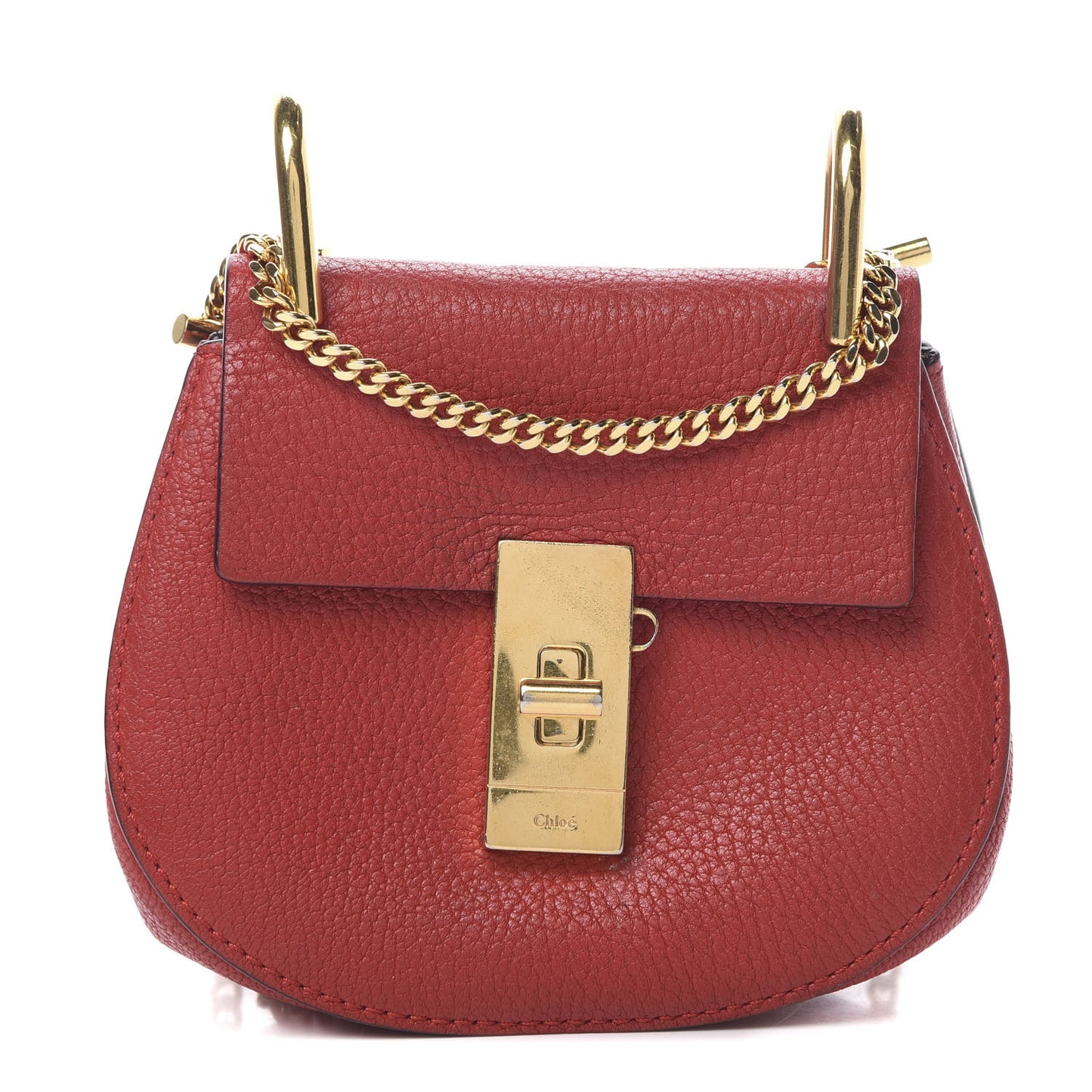 Grained Lambskin Nano Drew Shoulder Bag Plaid Red