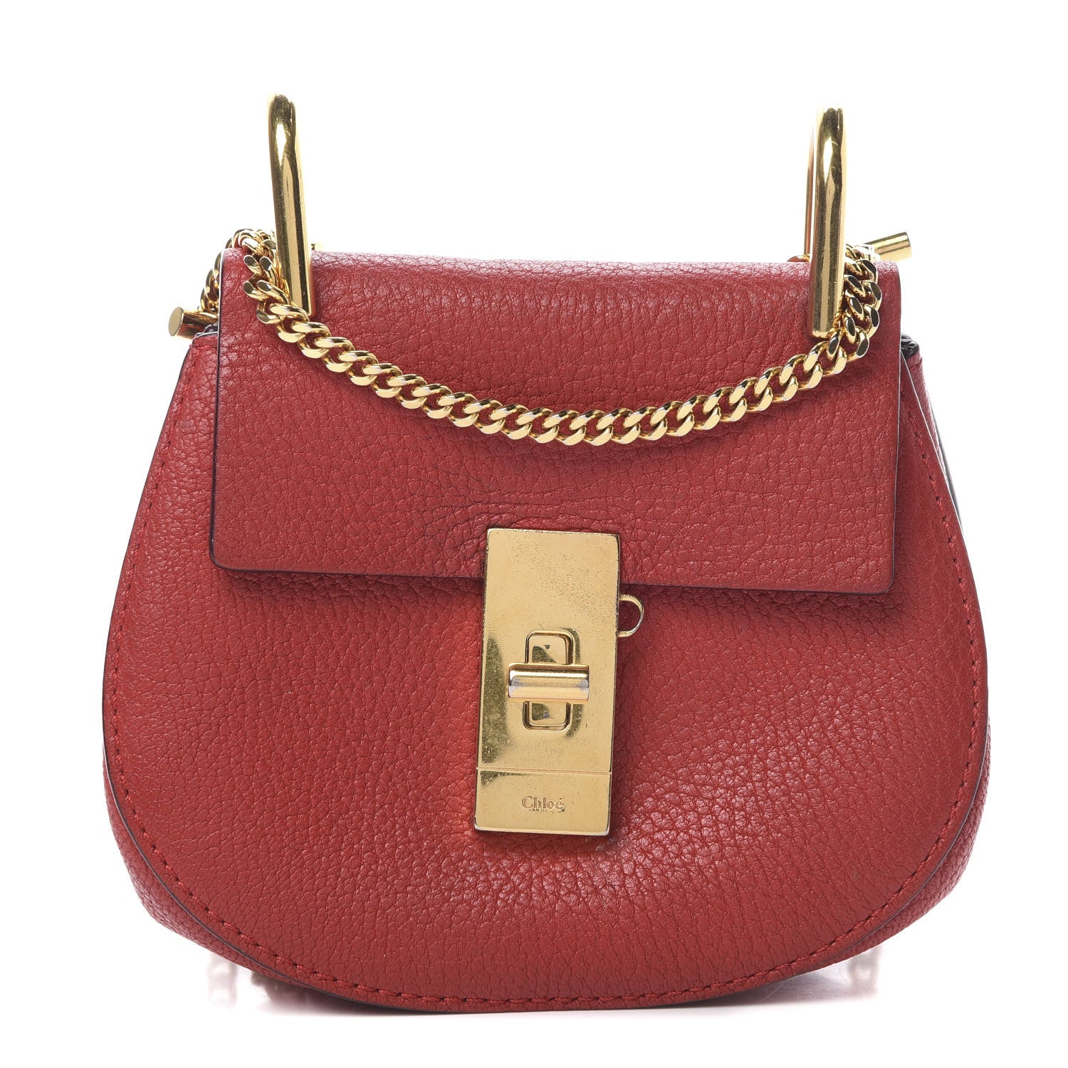 Chloe Grained Lambskin Nano Drew Shoulder Bag Plaid Red 1 of 14
