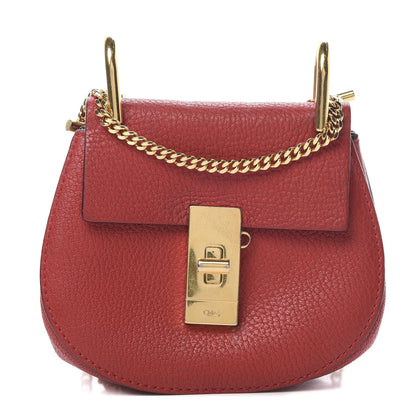 Chloe Grained Lambskin Nano Drew Shoulder Bag Plaid Red 1 of 14