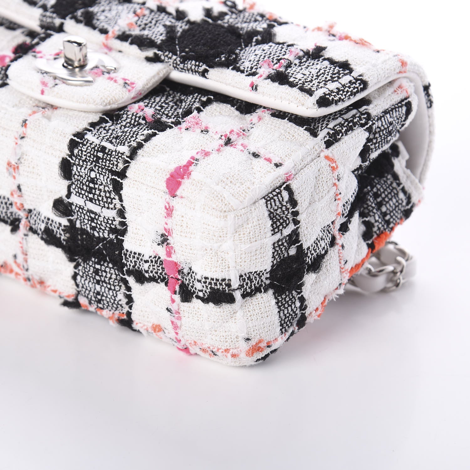 Chanel Tweed Quilted Mini Rectangular Flap Black White Pink 9 of 9