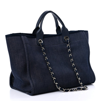 Chanel Denim Large Deauville Tote Dark Blue 3 of 17