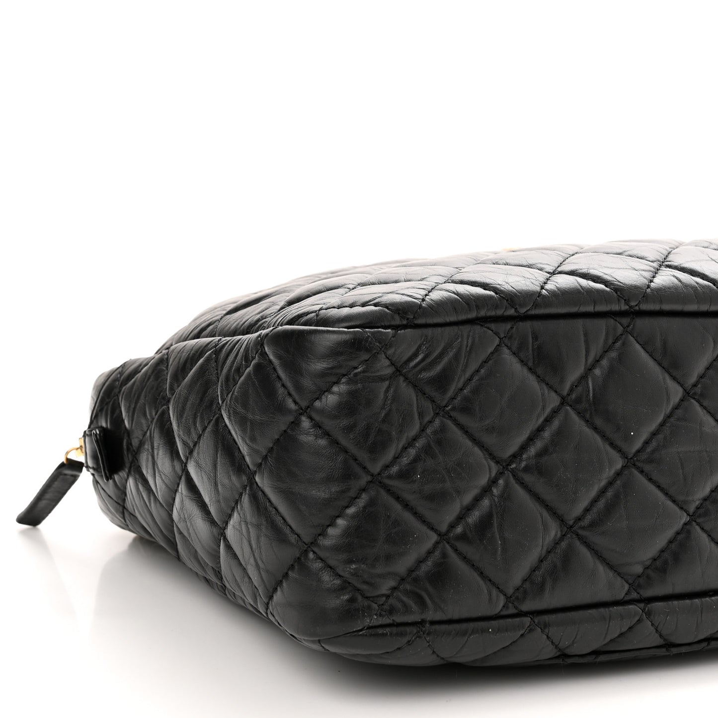 Aged Calfskin Quilted Large Reissue Camera Case Black