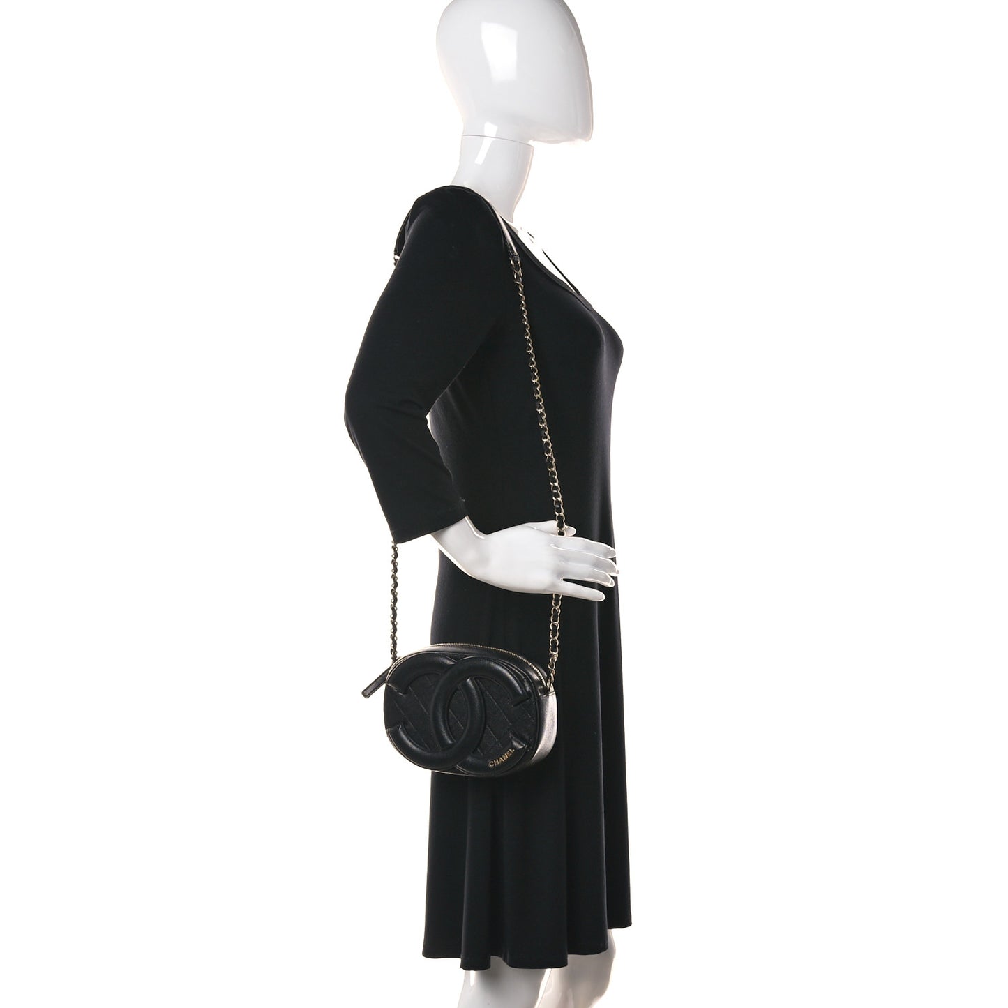 Lambskin Quilted Coco Midnight Camera Case Black