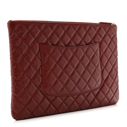 Chanel Iridescent Caviar Quilted Large Cosmetic Case Dark Red 3 of 8