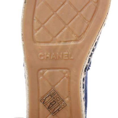 Chanel Denim Toile CC Espadrilles 40 Navy Black 6 of 10