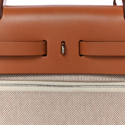 Hermes Vache Hunter Toile Pegase Pop Herbag Zip Retourne 31 PM Capucine Ecru 7 of 23
