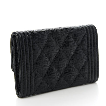 Chanel Caviar Quilted Boy Flap Card Holder Black 3 of 12