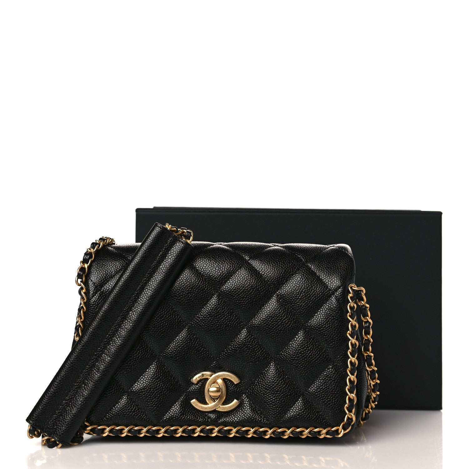 Chanel Caviar Quilted Mini Never Ending Chain Flap Black 2 of 9