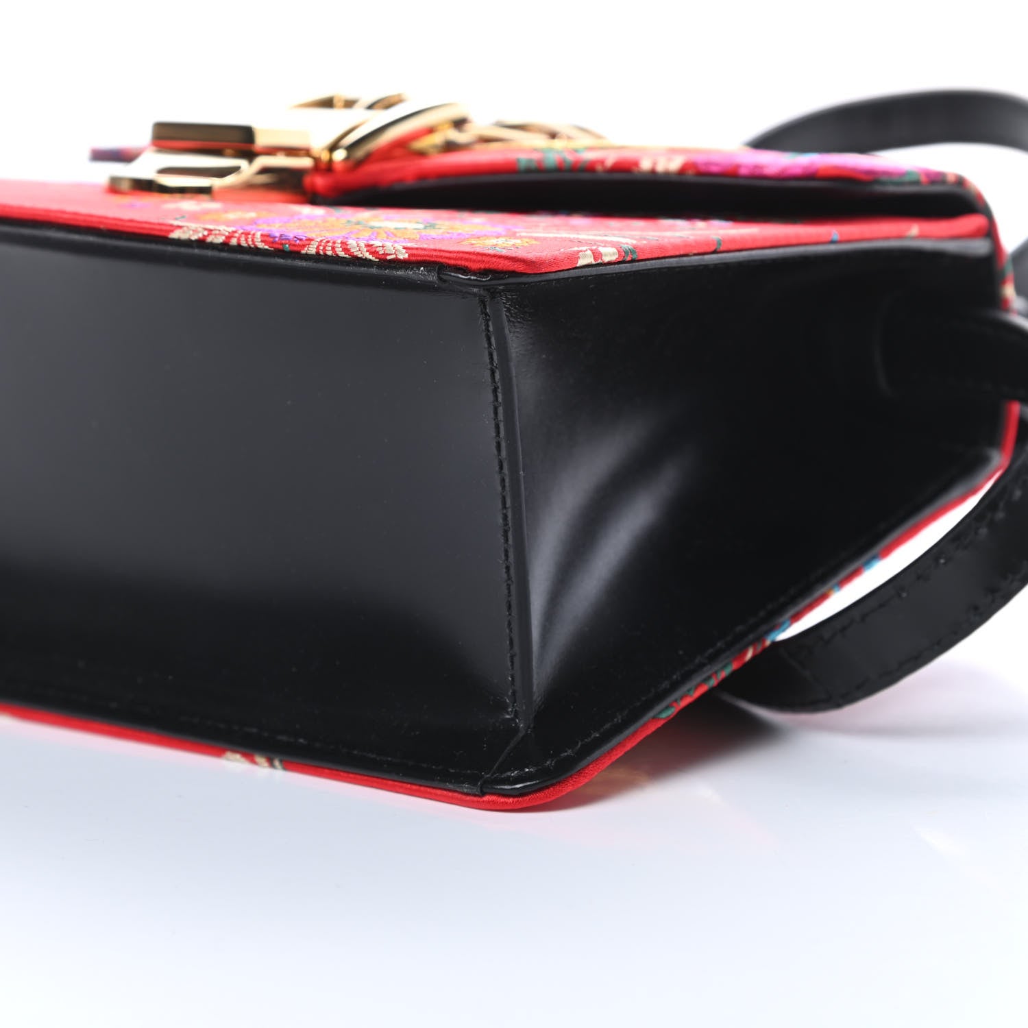 Gucci Jacquard Floral Mini Sylvie Top Handle Bag Red Multicolor Black 10 of 12