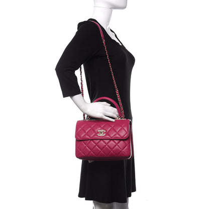 Chanel Lambskin Quilted Small Trendy CC Dual Handle Bag Dark Pink 2 of 10