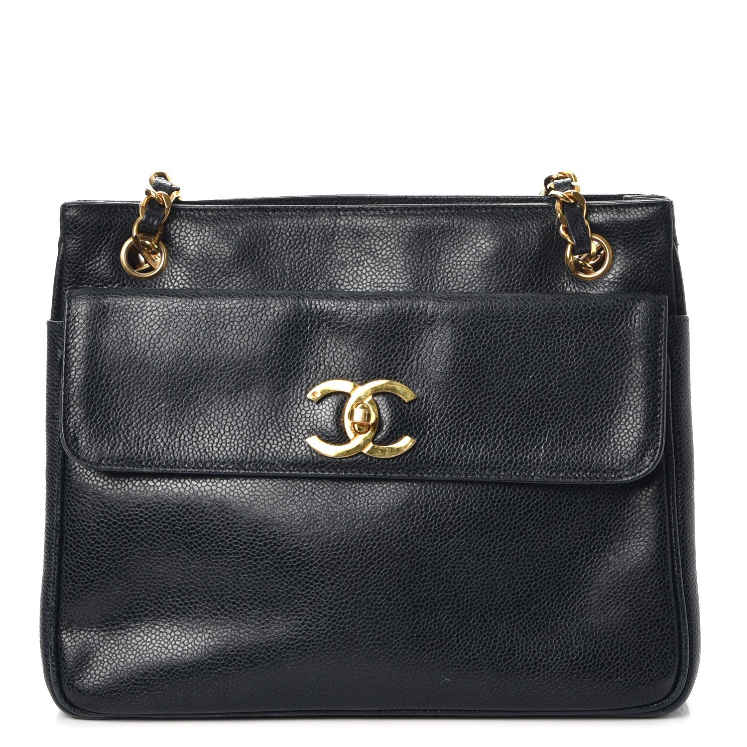 Chanel Caviar Flap Shoulder Bag Navy Blue 1 of 9
