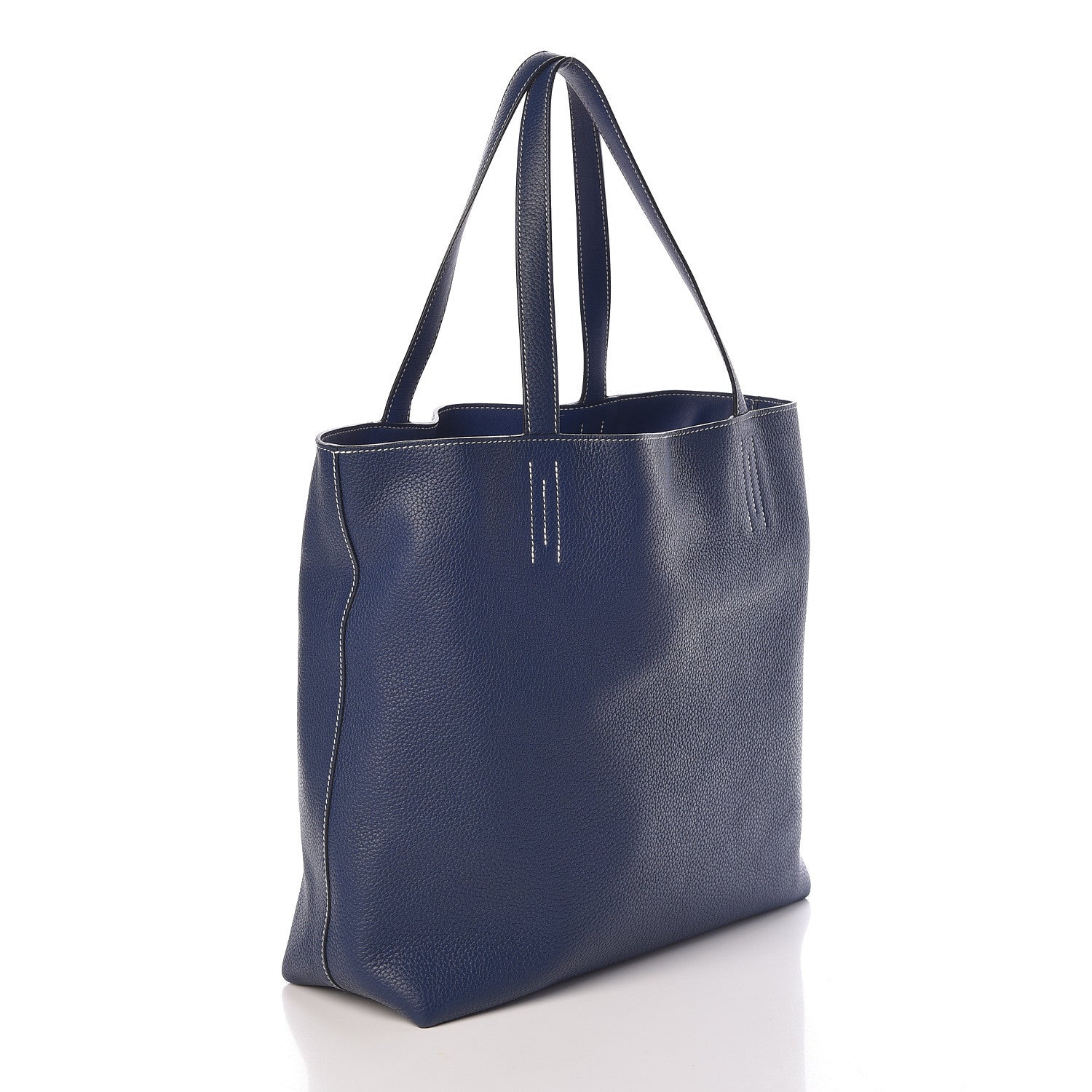 Hermes Taurillon Clemence Sikkim Double Sens 36 Reversible Tote Bleu Saphir 3 of 9