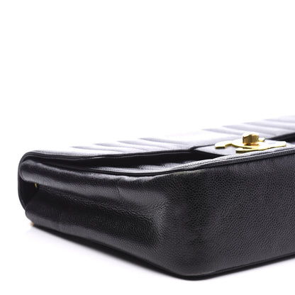 Chanel Caviar Vertical Quilted Jumbo Single Flap Black 7 of 9